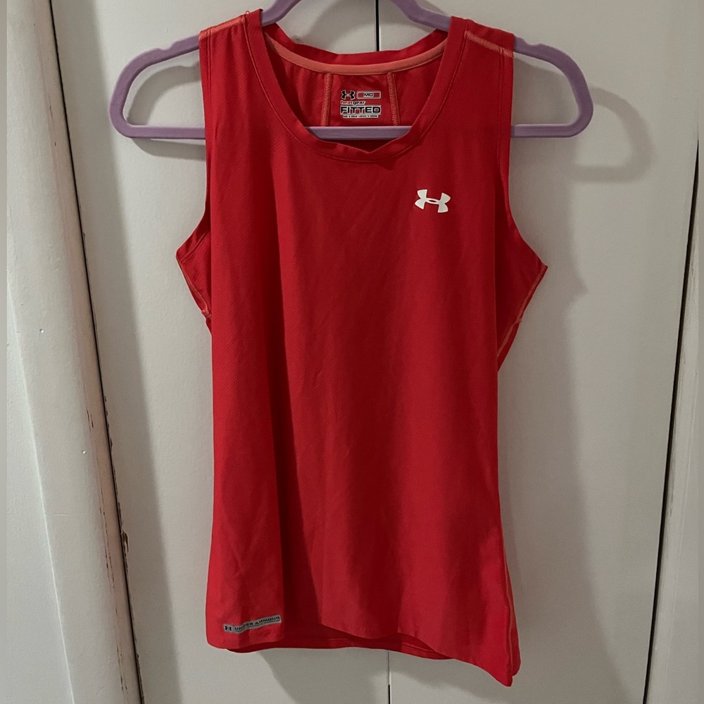Under Armour red tank, worn a handful of times in size M